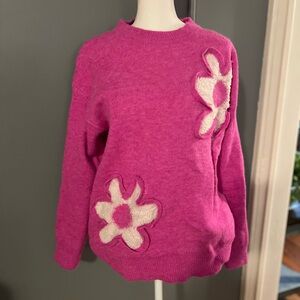 BiBi Pink Floral Crew Neck Sweater